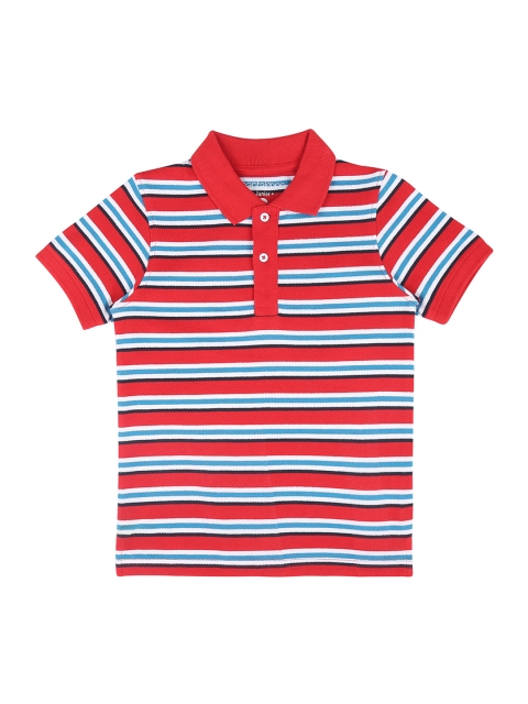 

Pantaloons Junior Boys Red Striped Polo Collar T-shirt