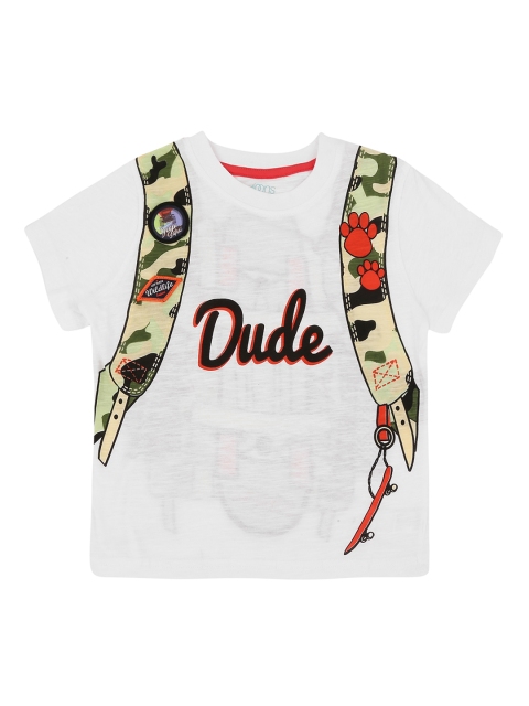 

Pantaloons Junior Boys Off-White Printed Round Neck T-shirt