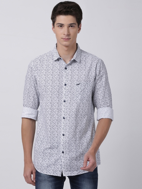 

Crocodile Men White & Grey Slim Fit Printed Casual Shirt