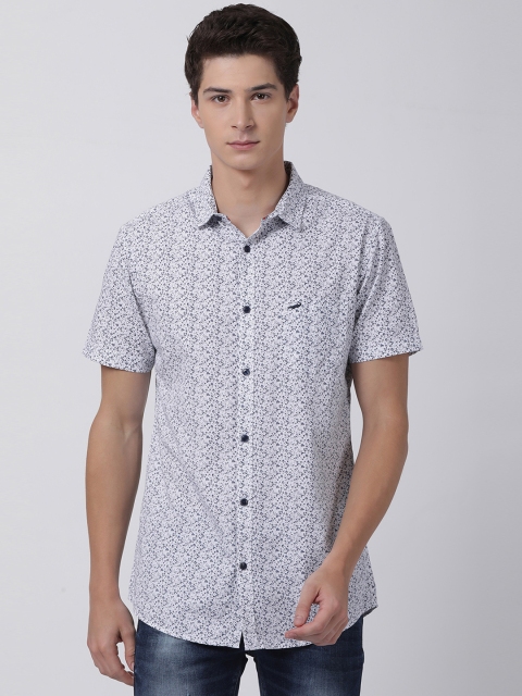 

Crocodile Men White & Grey Slim Fit Printed Casual Shirt