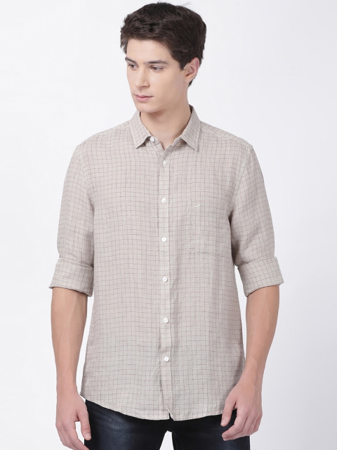 

Crocodile Men Beige Slim Fit Checked Casual Shirt