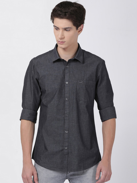 

Crocodile Men Grey Slim Fit Self Design Casual Shirt
