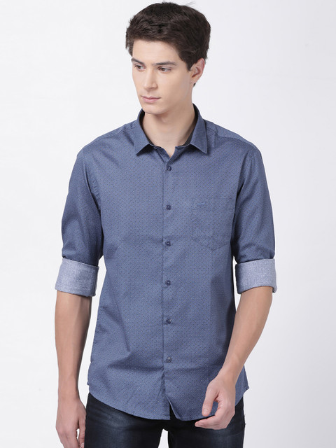 

Crocodile Men Navy Blue Slim Fit Self Design Casual Shirt