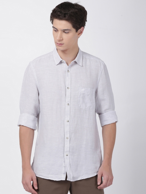 

Crocodile Men Off-White Slim Fit Self Design Casual Shirt