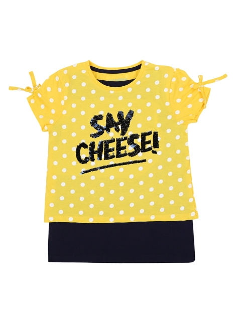 

Pantaloons Junior Girls Yellow Printed Round Neck T-shirt