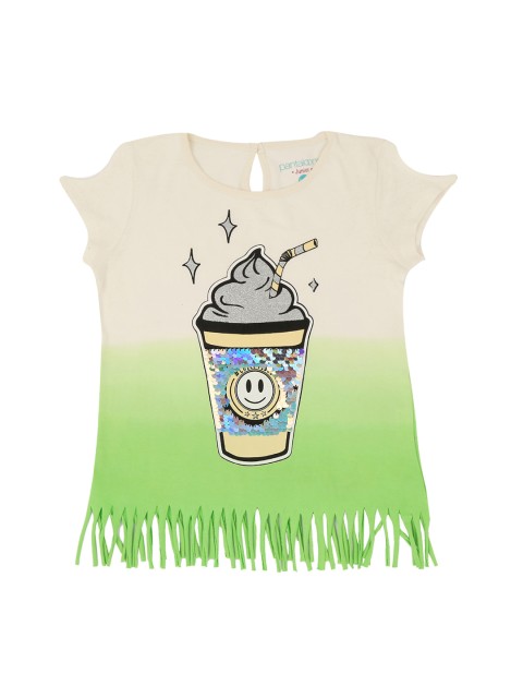

Pantaloons Junior Girls Green Printed Round Neck T-shirt