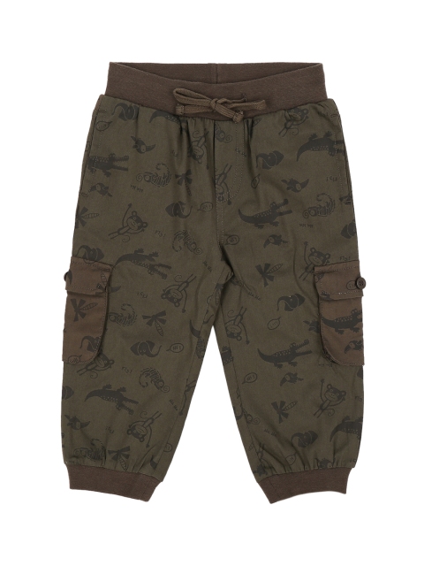 

Pantaloons Baby Boys Olive Green Regular Fit Printed Cargos