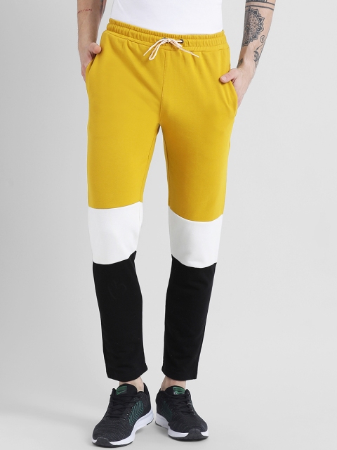 

Tinted Men Mustard & Multicoloured Coloublocked Slim-Fit Trackpants