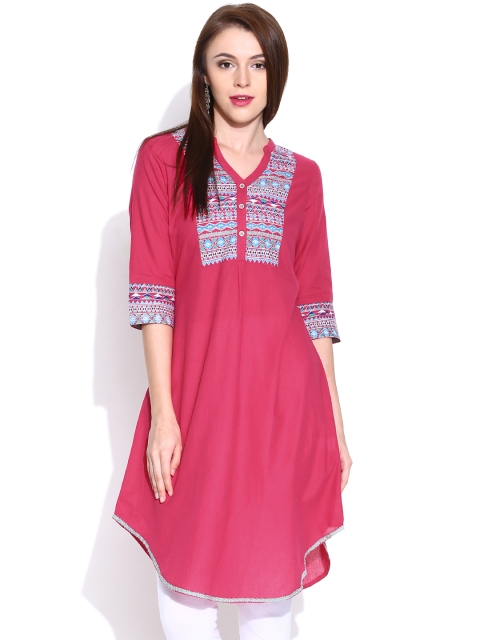 

Aurelia Pink Printed A-Line Kurta