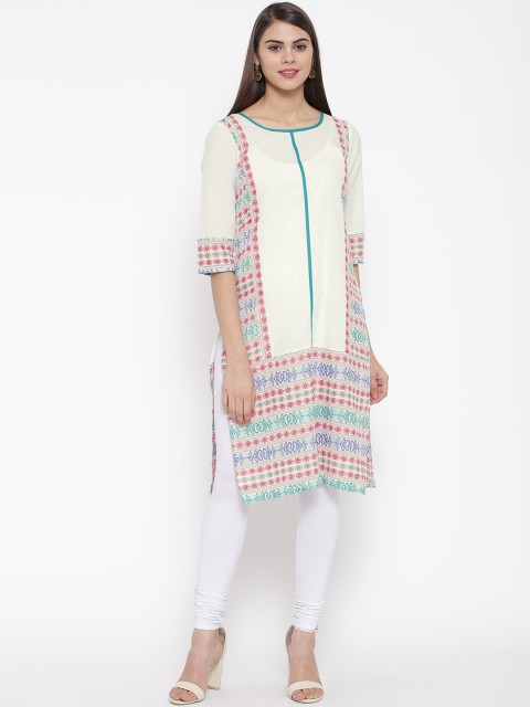 

Aurelia Off-White Panelled Kurta
