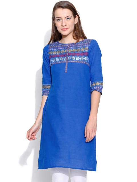 

Aurelia Blue Kurta with Patterned Weave