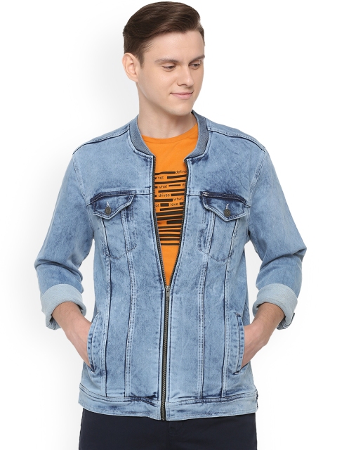 

People Men Blue Solid Denim Jacket