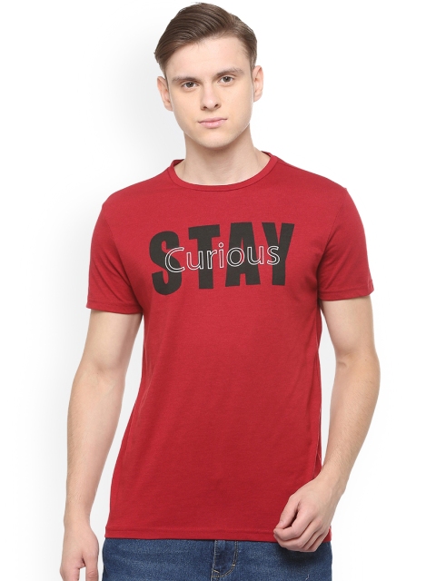 

People Men Red Printed Round Neck T-shirt