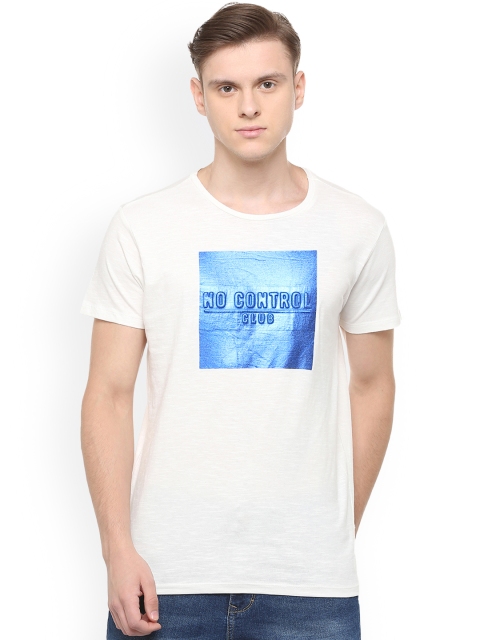 

People Men White Printed Round Neck T-shirt