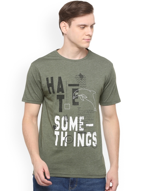 

People Men Green Printed Round Neck T-shirt