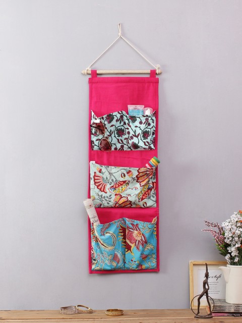 

Rajasthan Decor Pink & Multicoloured Printed Handbag Organiser