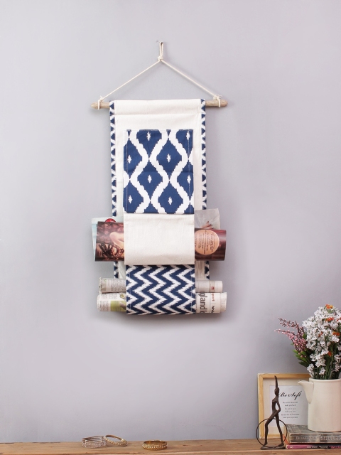 

Rajasthan Decor Blue & White Printed Magazine Organiser