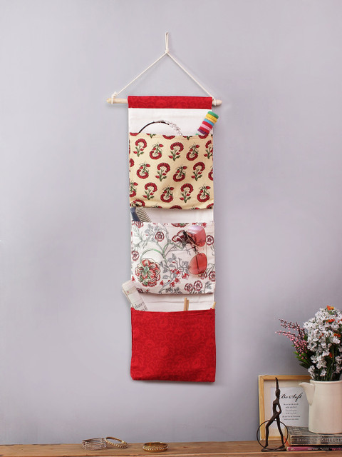 

Rajasthan Decor White & Multicoloured Printed Handbag Organiser