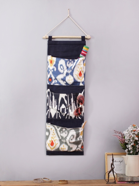 

Rajasthan Decor Blue & Multicoloured Printed Handbag Organiser