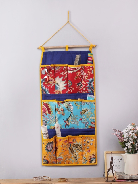 

Rajasthan Decor Blue & Multicoloured Printed Handbag Organiser