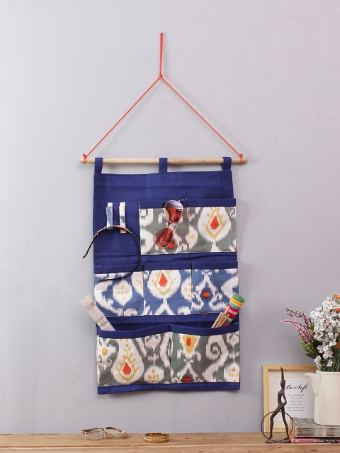 

Rajasthan Decor Blue & White Printed Handbag Organiser