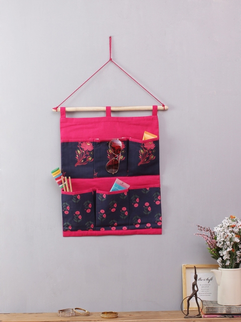 

Rajasthan Decor Blue & Pink Printed Handbag Organiser