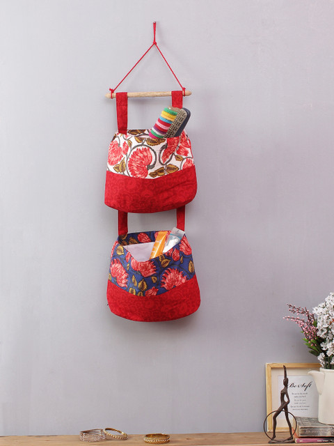 

Rajasthan Decor Red & Blue Printed Handbag Organiser
