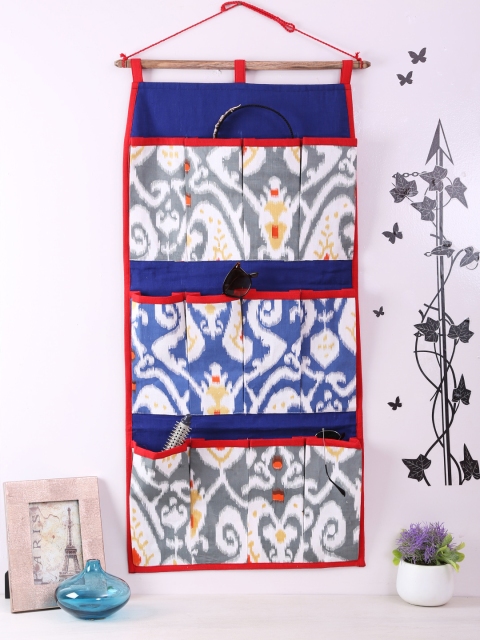 Rajasthan Decor Blue & White Printed Handbag Organiser