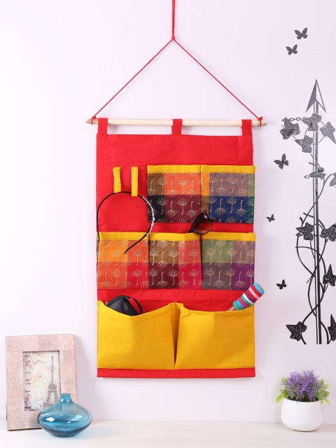 

Rajasthan Decor Red & Multicoloured Printed Handbag Organiser