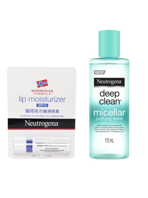 

Neutrogena SPF 15 Lip Moisturizer & Micellar Water, Transparent