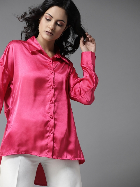 

Moda Rapido Women Pink Regular Fit Satin Finish Solid Casual Shirt