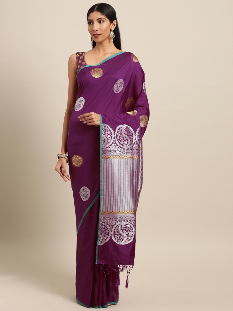 

Stylee LIFESTYLE Purple Silk Blend Woven Design Banarasi Saree
