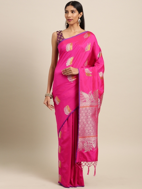 

Stylee LIFESTYLE Pink Silk Blend Woven Design Banarasi Saree