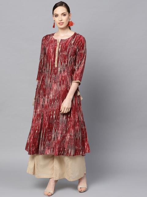 

Shree Women Maroon & Beige Printed A-Line Kurta