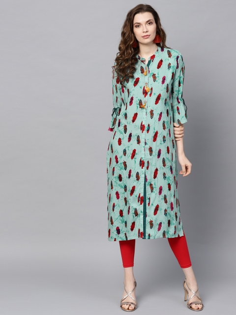 

Shree Women Blue & Pink Printed Straight Kurta