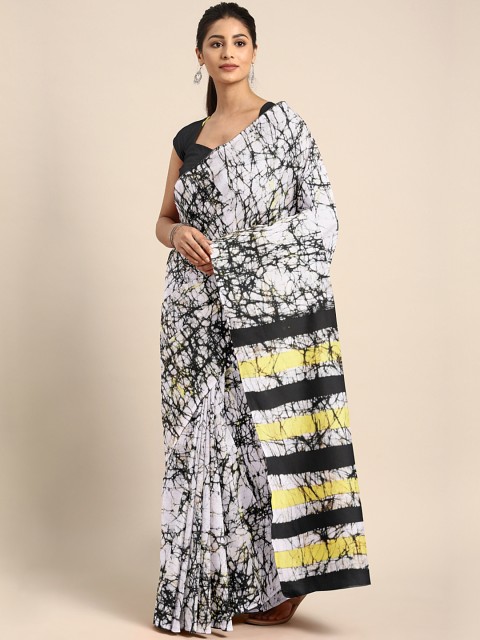 

Kalakari India Black & Off-White Pure Cotton Printed Sustainable Saree