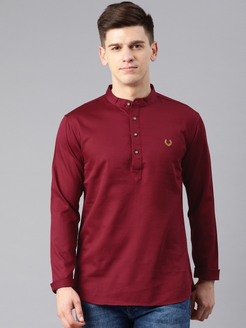 

Freehand Men Maroon Solid Straight Kurta