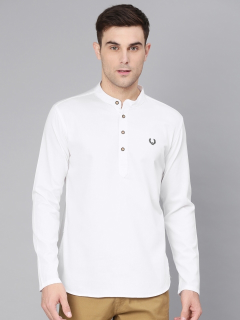 

Freehand Men White Solid Straight Kurta