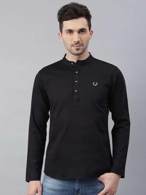 

Freehand Men Black Solid Straight Kurta