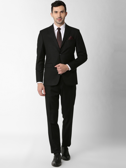 

Peter England Elite Men Black Solid Single-Breasted Two-Piece Suit