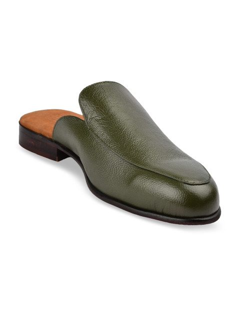 

SKO Men Green & Tan Shoe-Style Leather Sandals