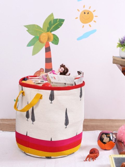 

Rajasthan Decor Off-White & Multicoloured Printed Foldable Laundry Bag
