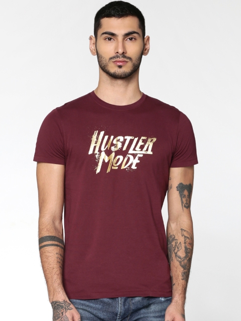 

ONLY & SONS Men Red Printed Round Neck T-shirt