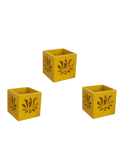 

Home Sparkle Yellow Set Of 3 MDF Basic Wall Shelf