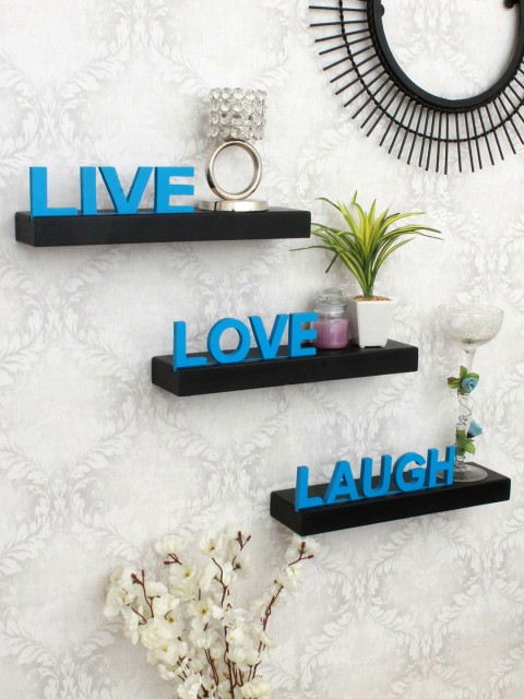 

Home Sparkle Black & Blue MDF Basic Wall Shelf