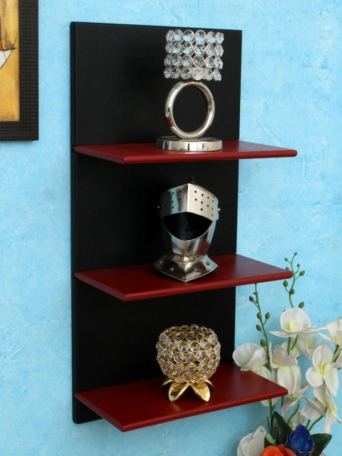 

Home Sparkle Black & Red MDF Basic Wall Shelf