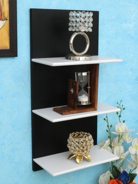 

Home Sparkle Black & White MDF Basic Wall Shelf