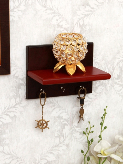 

Home Sparkle Brown & Red MDF Wall Shelf with Keyholders