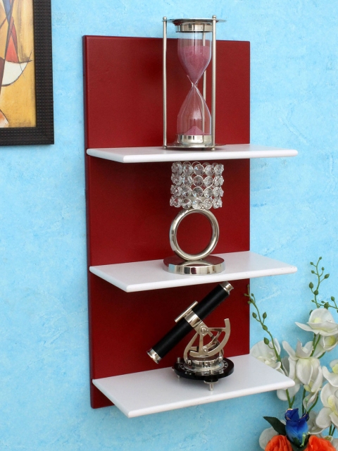 

Home Sparkle Red & White MDF Basic Wall Shelf