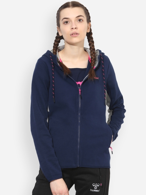 

hummel Women Blue Solid Hooded Sweatshirt